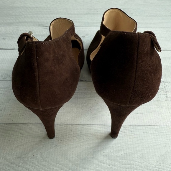 Prada Brown Suede Cut Out Heels Size 39.5/9.5 - Picture 6 of 9